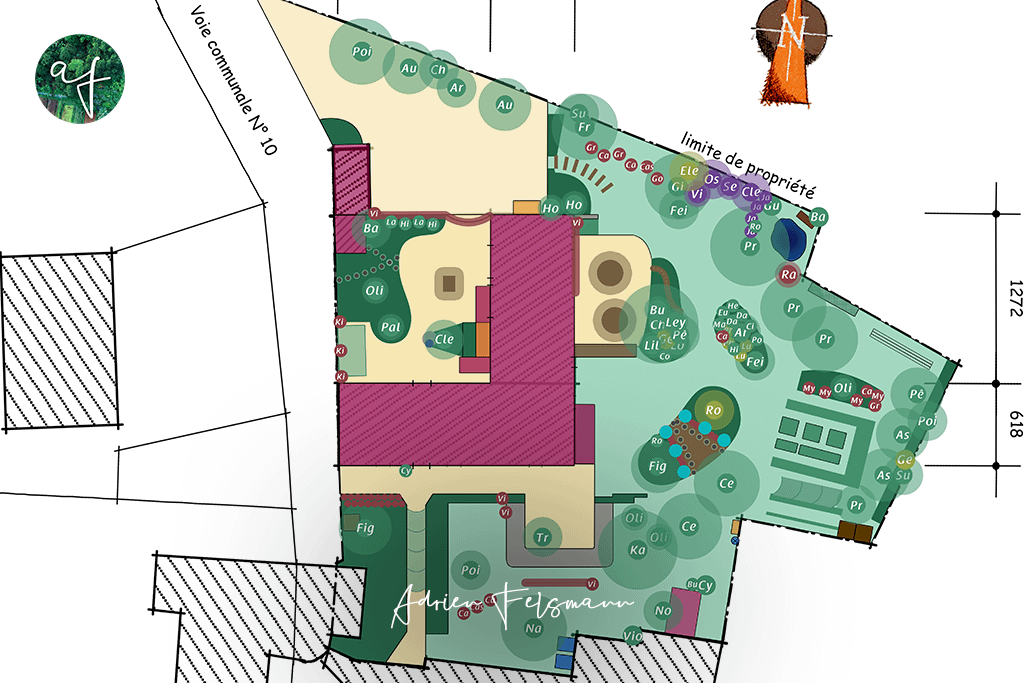 Plan de conceptions du jardin des Chambres du Presbytère