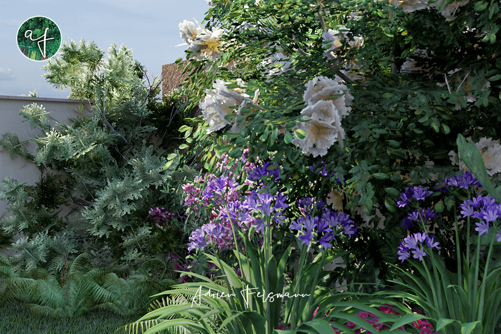 Modélisation 3D d'un coin repos ombragé