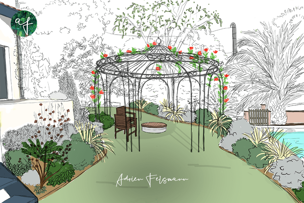 Dessin en perspective conception paysagère croquis