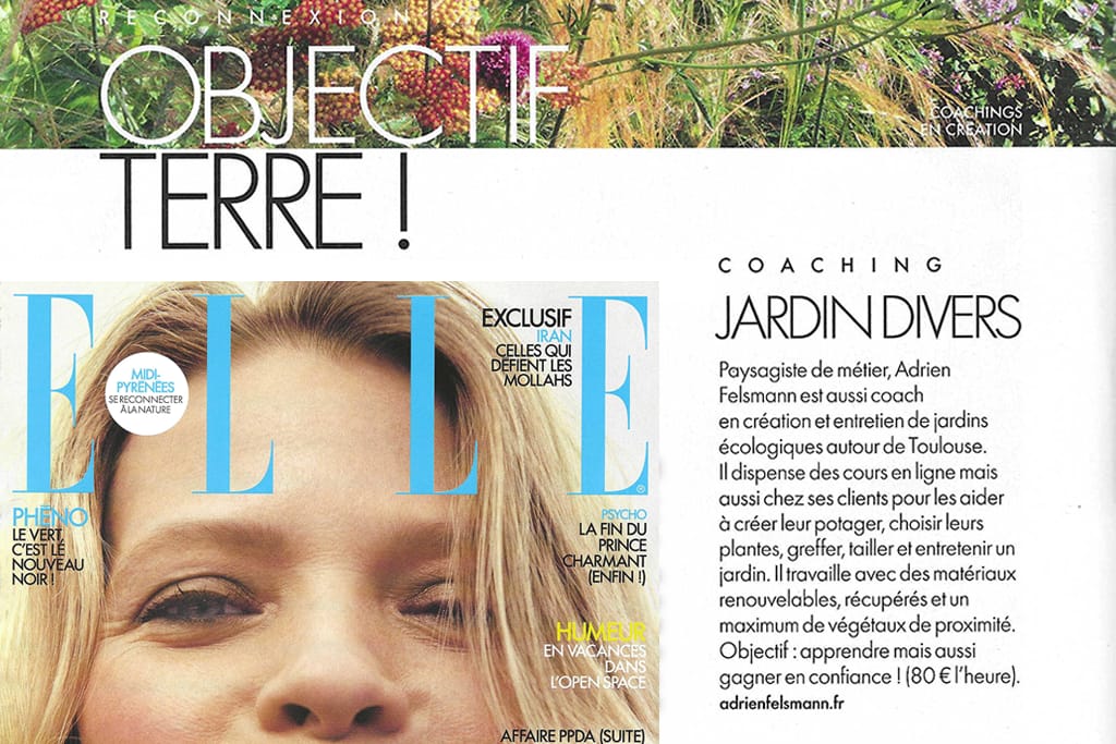 Magazine Elle Midi-Pyrénées, Adrien Felsmann, coaching jardin écologique à Toulouse