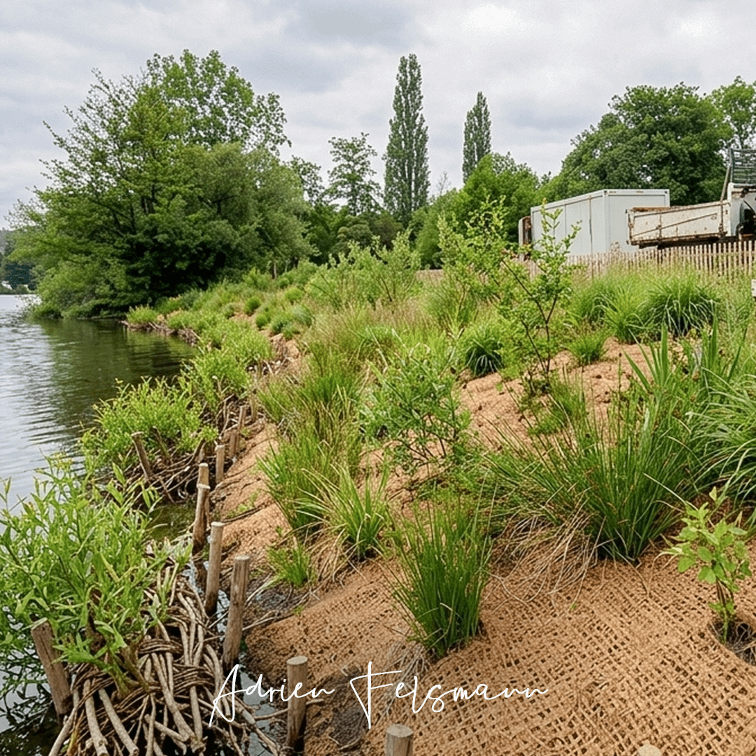 Toile coco geonet pour le maintien de berges en génie écologique