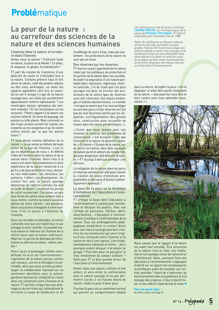 La peur de la nature, au carrefour des sciences de la nature et des sciences humaines
