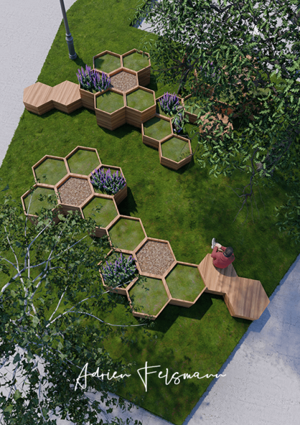 Vue 3D du potager d'entreprise